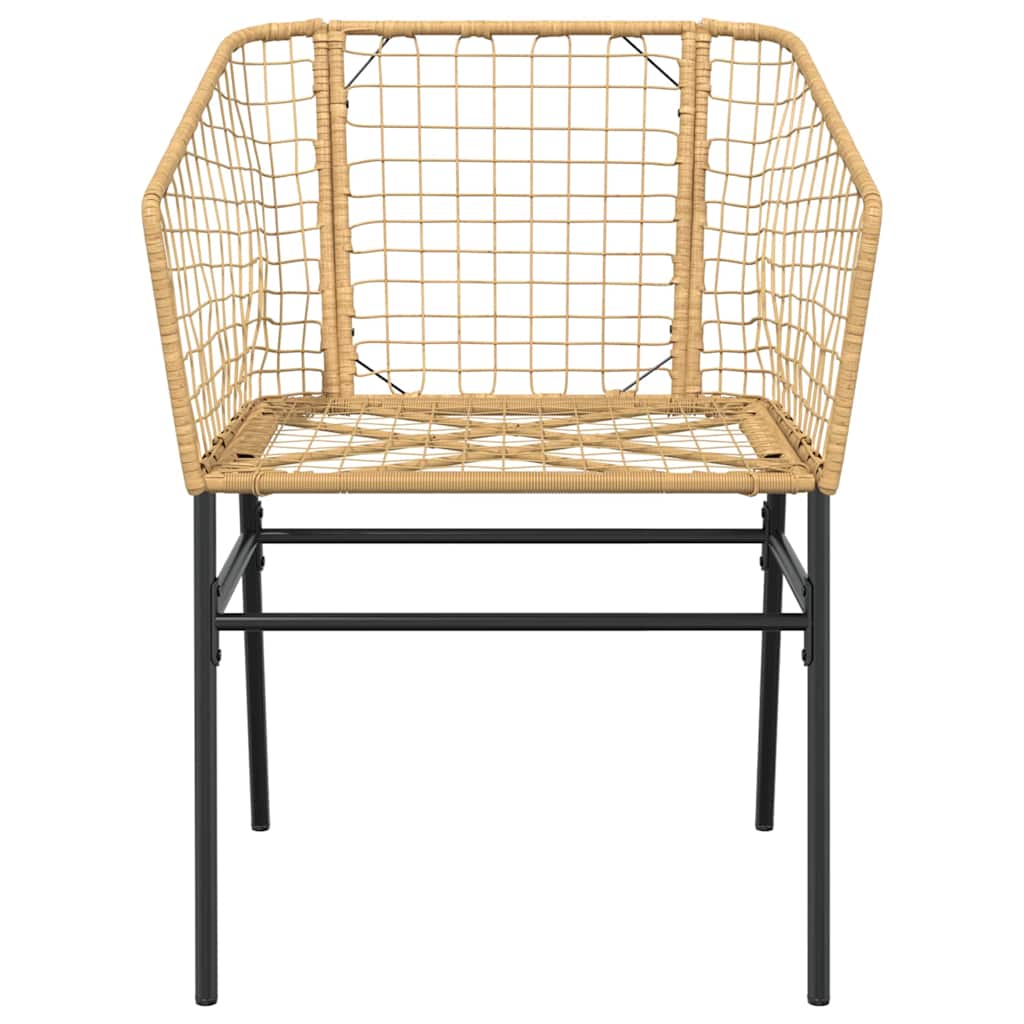 5 Piece Garden Dining Set Brown Poly Rattan Glass