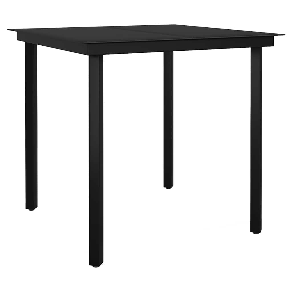 3 Piece Garden Dining Set Black Poly Rattan Glass