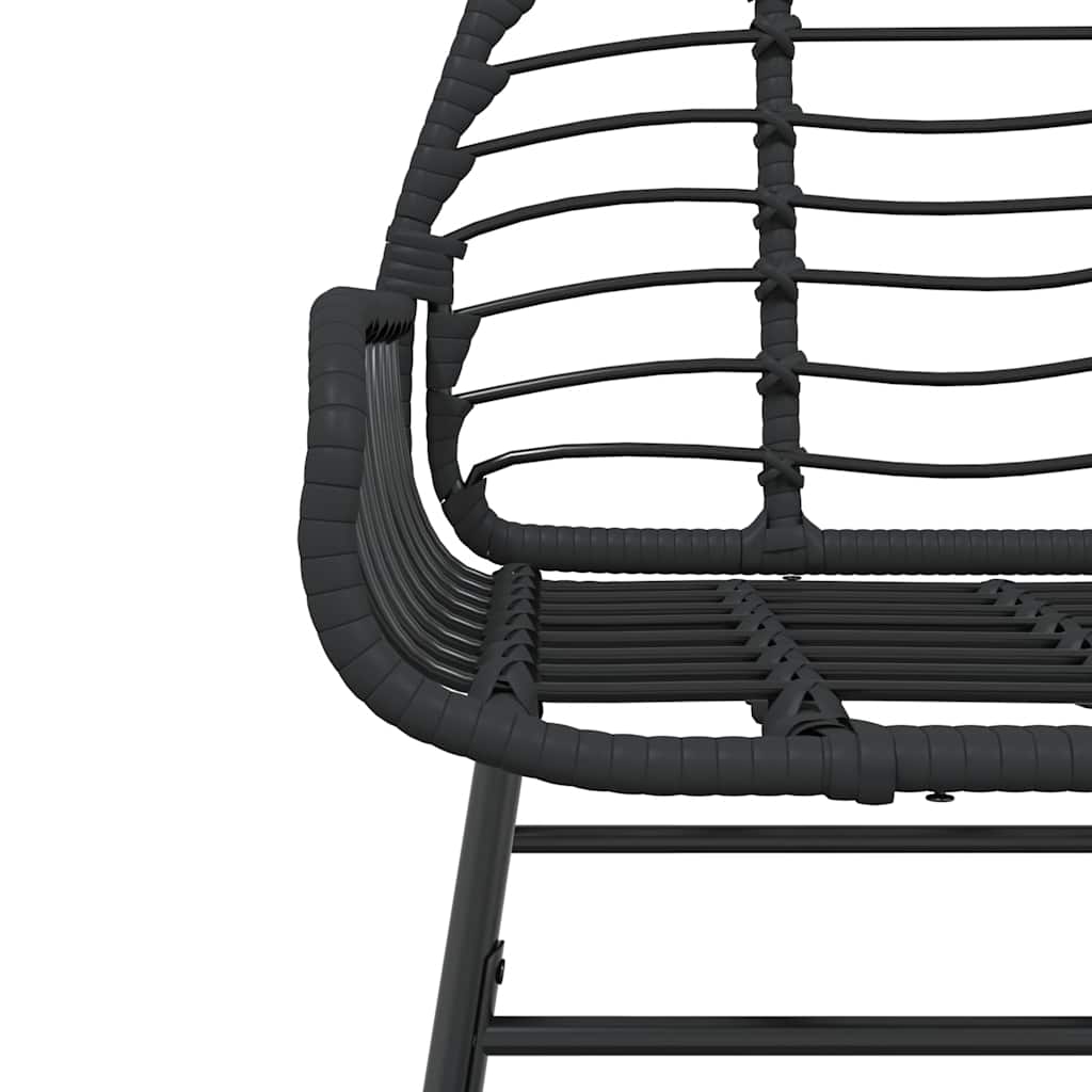 3 Piece Garden Dining Set Black Poly Rattan Glass