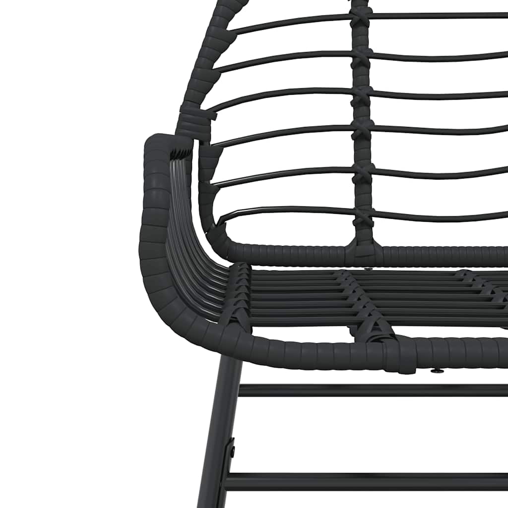 5 Piece Garden Dining Set Black Poly Rattan Glass