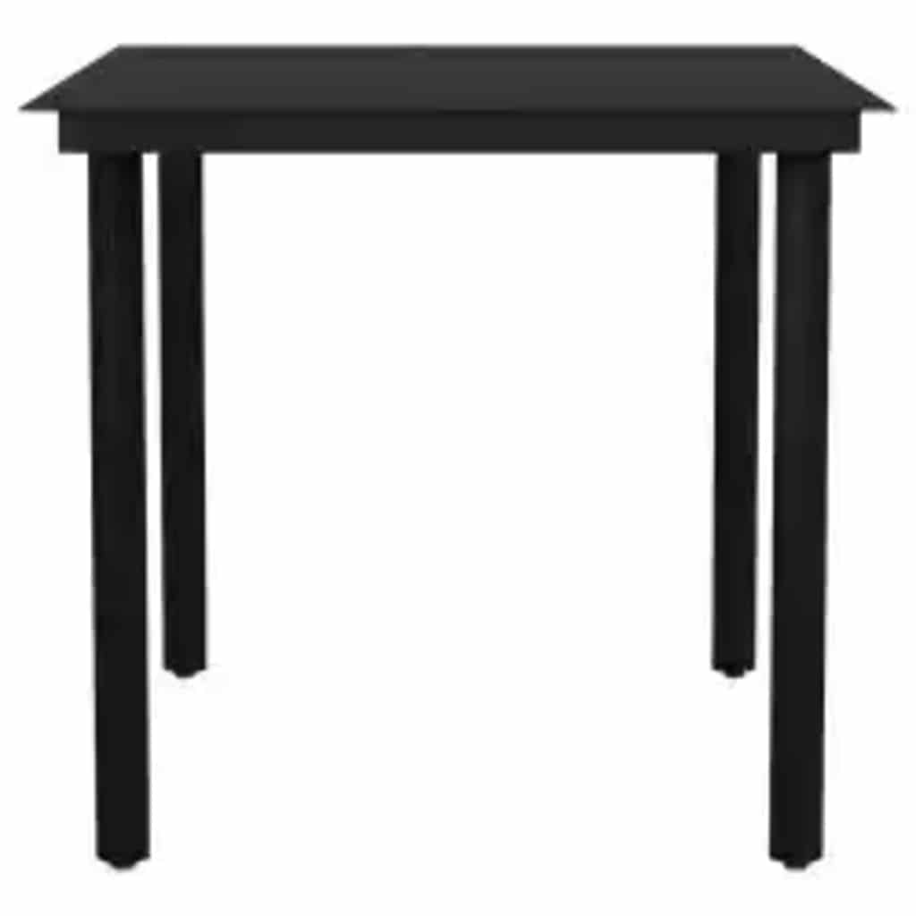 3 Piece Garden Dining Set Black Poly Rattan Glass