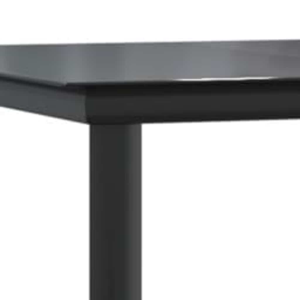 5 Piece Garden Dining Set Black Poly Rattan Glass