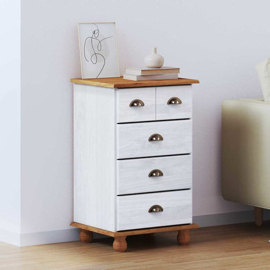 Chest of Drawer ASKIM White 45.8 x 40 x 79 cm Solid Pine wood