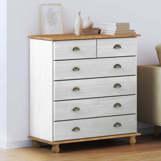 Chest of Drawer ASKIM White 91 x 40 x 95.5 cm Solid Pine wood