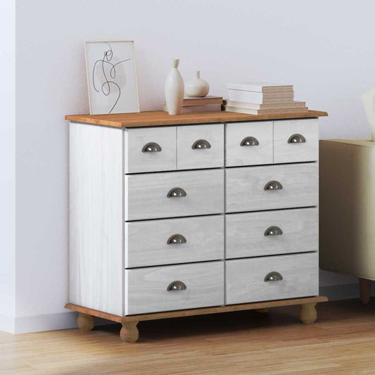 Chest of Drawer ASKIM White 91 x 40 x 79 cm Solid Pine wood