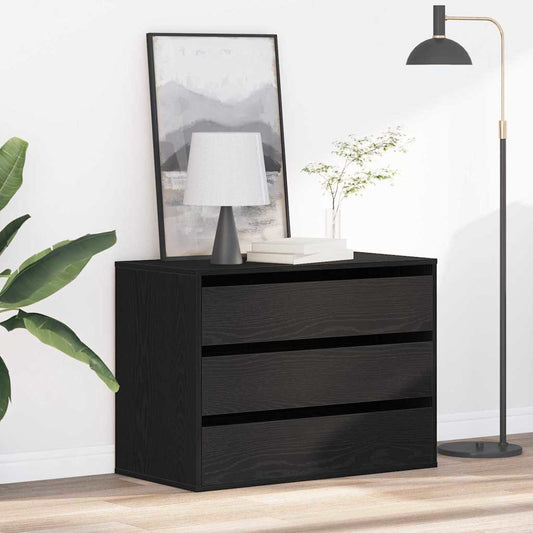 Chest of Drawers Black oak 80 x 41 x 58 cm Engineered wood