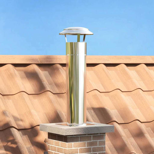 Chimney Head Extension Silver 26 x 26 x 50 cm Stainless Steel