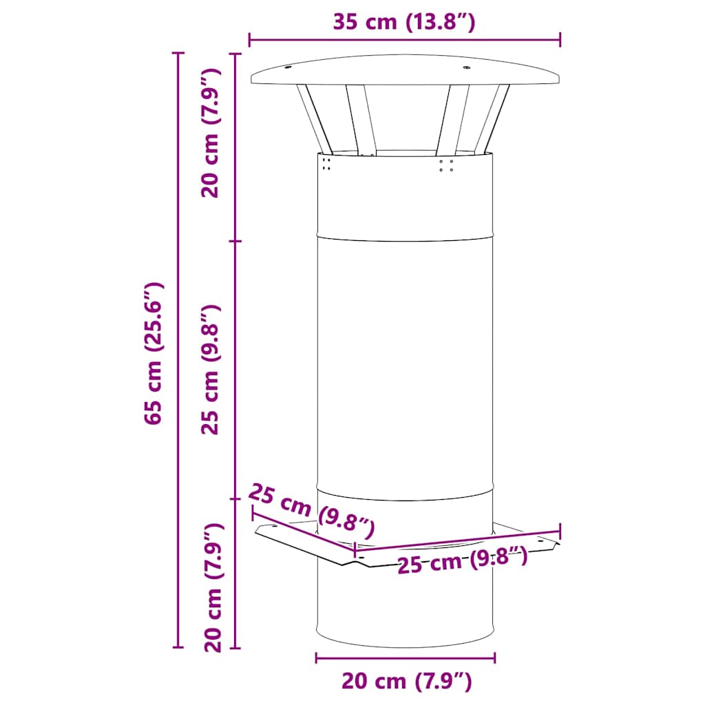 Chimney Extension Silver 35 x 35 x 65 cm Stainless Steel