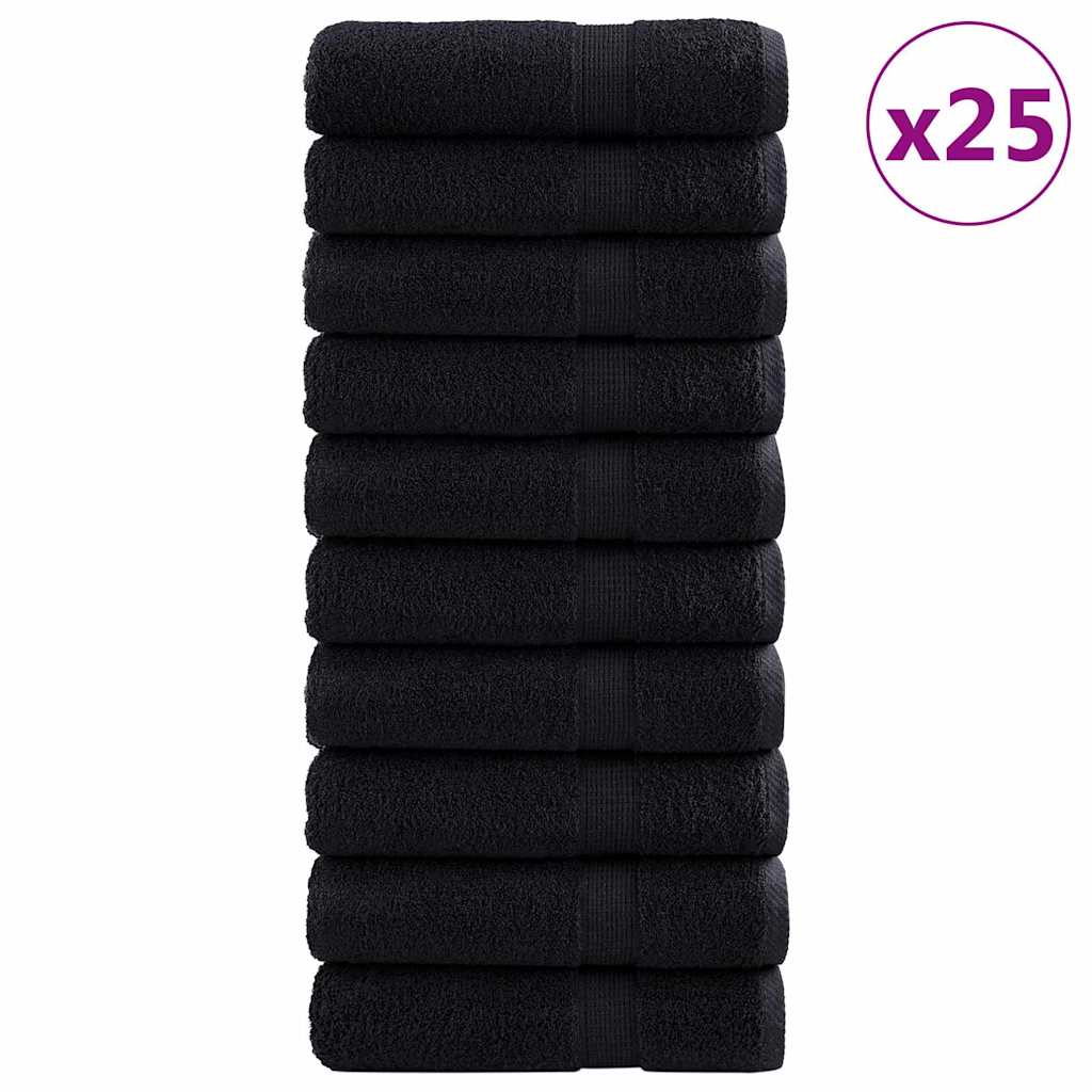 600 gsm Guest Towels SOLUND 25 pcs Black 70 x 140 cm Cotton