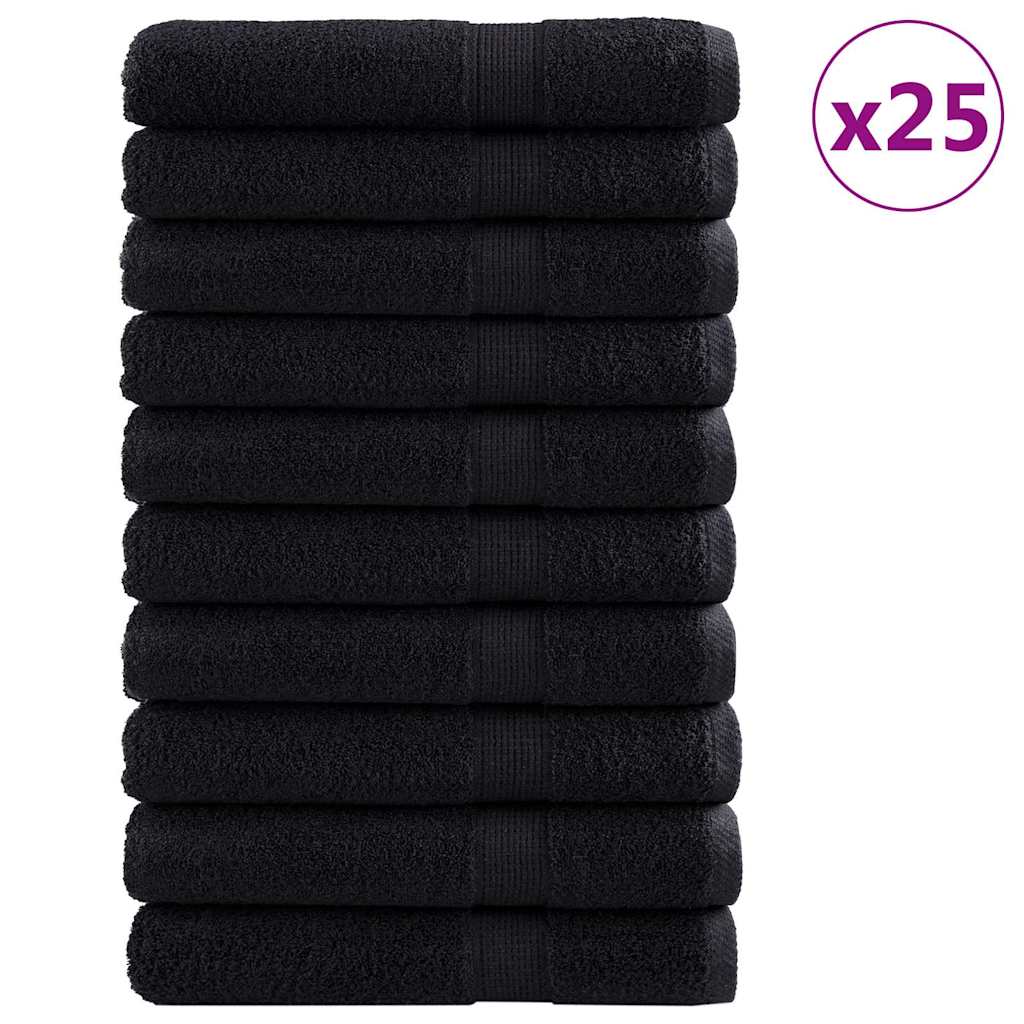 600 gsm Guest Towels SOLUND 25 pcs Black 100 x 200 cm Cotton