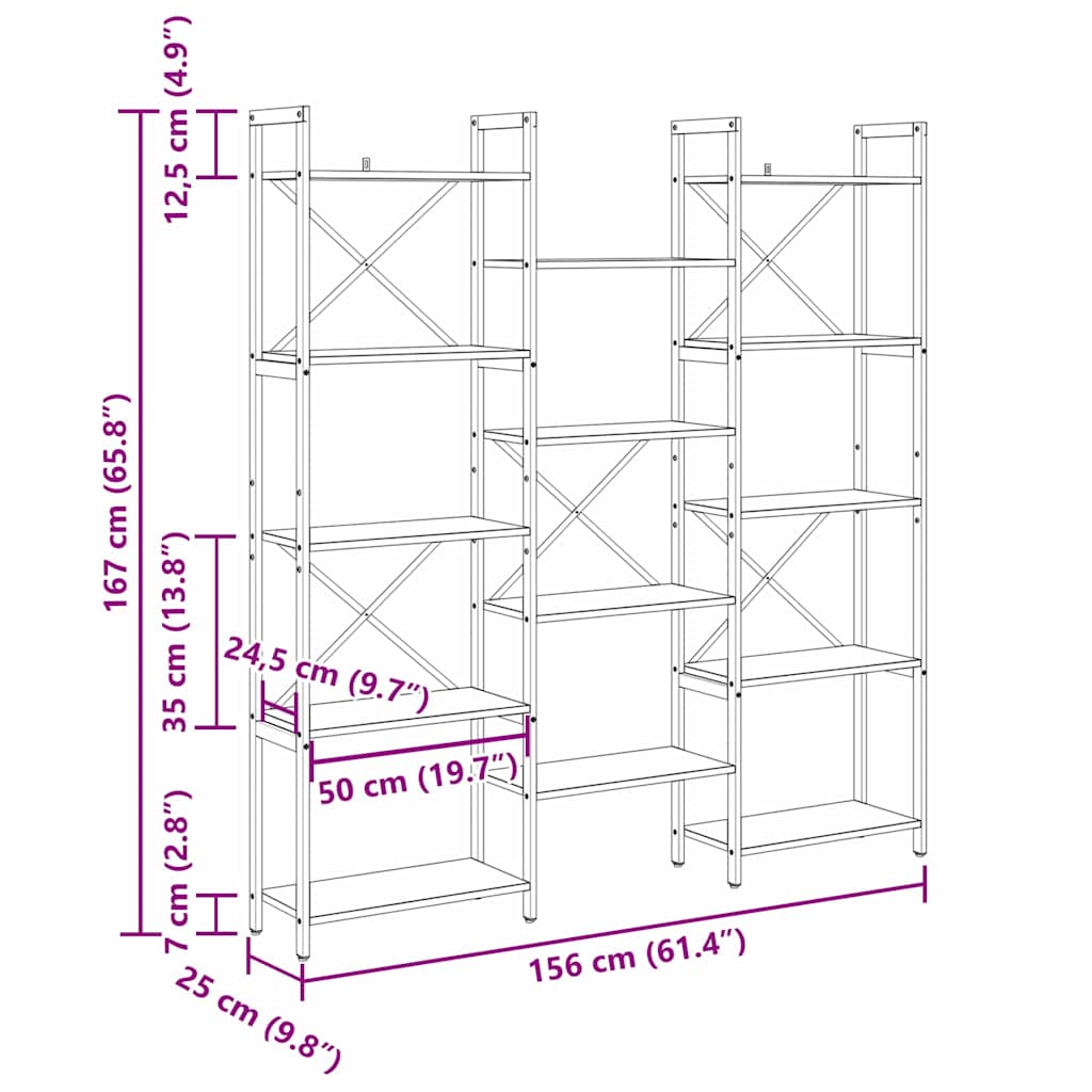 Bookshelf Old wood 156 x 25 x 167.5 cm Engineered wood