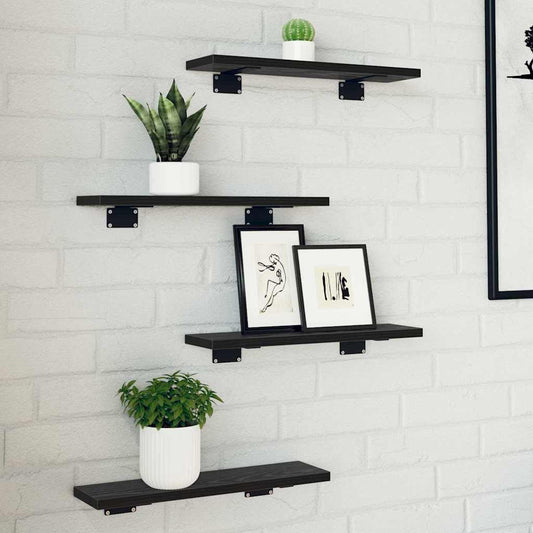 Bookshelf Board 4 pcs Black 40 x 10 x 1.5 cm Engineered wood