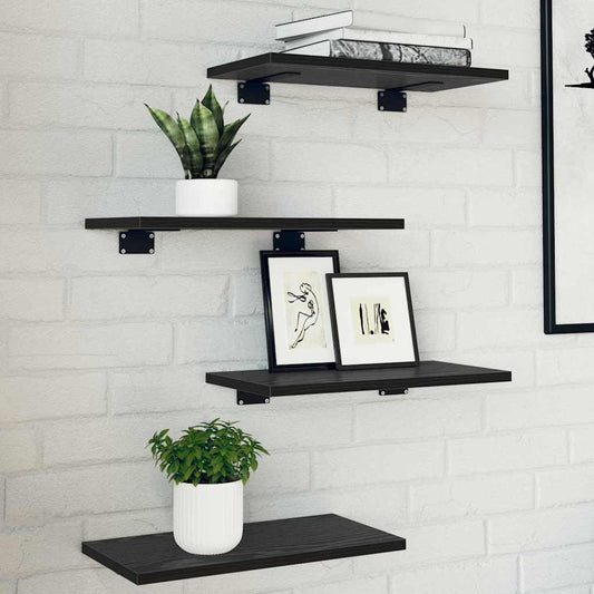 Bookshelf Board 4 pcs Black 40 x 20 x 1.5 cm Engineered wood