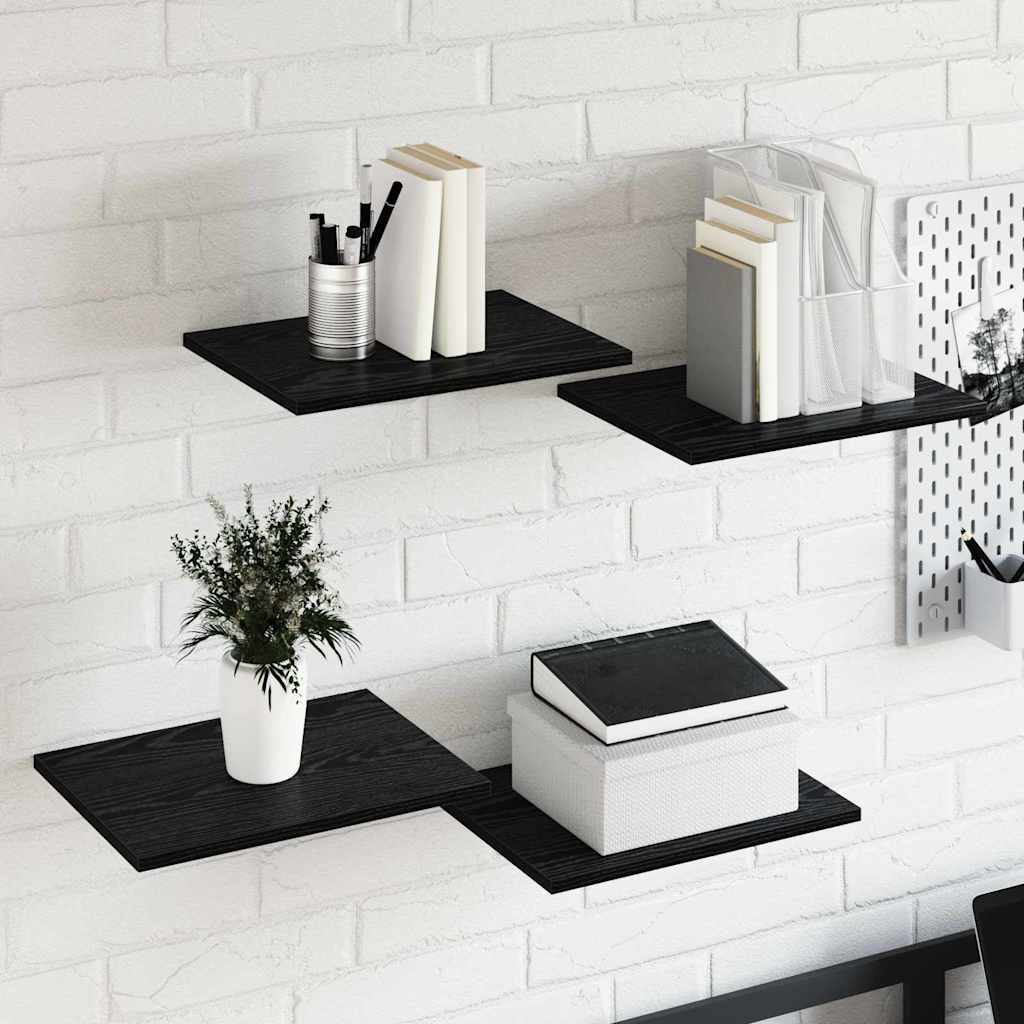 Bookshelf Board 4 pcs Black 40 x 30 x 1.5 cm Engineered wood