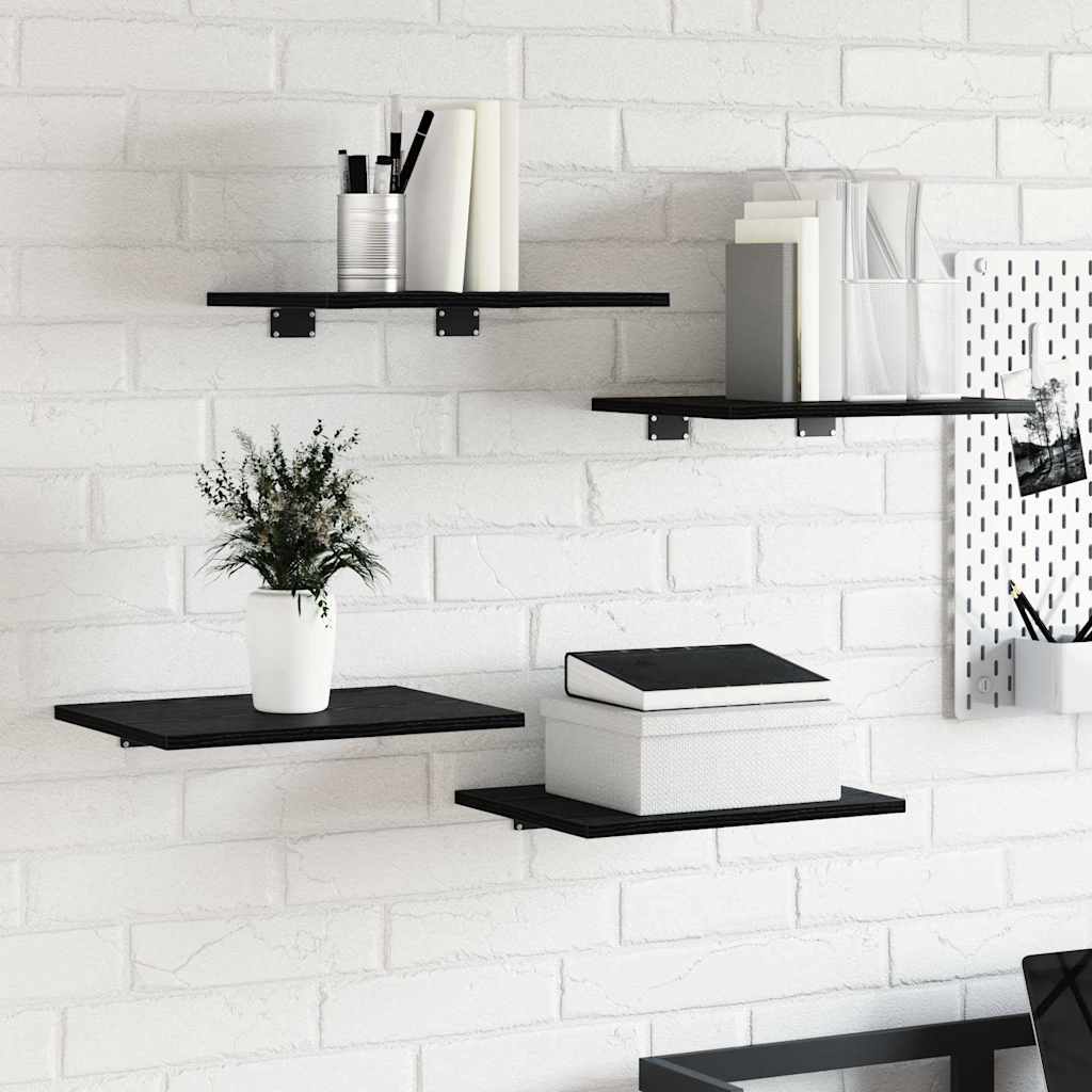 Bookshelf Board 4 pcs Black 40 x 30 x 1.5 cm Engineered wood