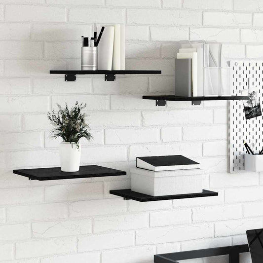Bookshelf Board 4 pcs Black 40 x 30 x 1.5 cm Engineered wood