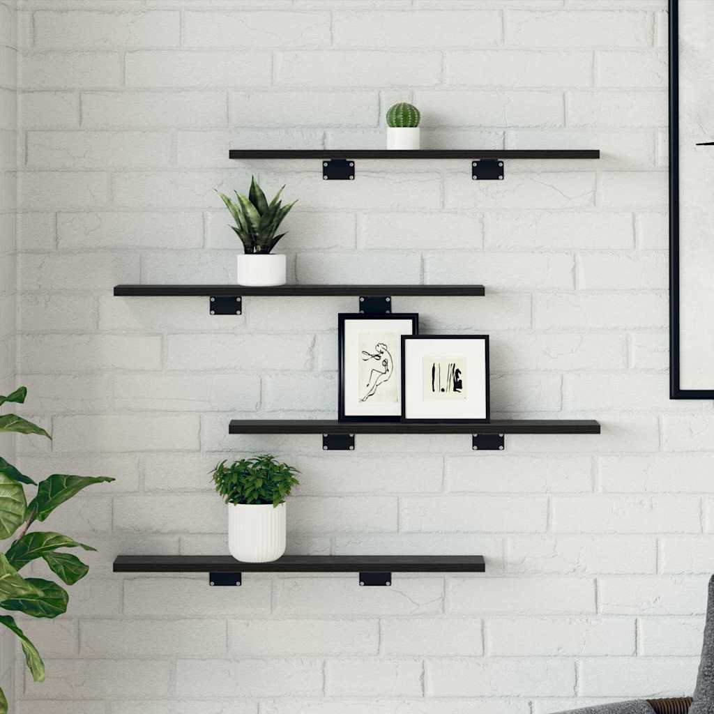 Bookshelf Board 4 pcs Black 60 x 10 x 1.5 cm Engineered wood