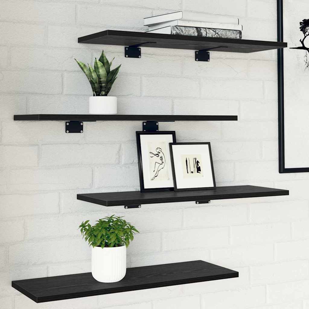 Bookshelf Board 4 pcs Black 60 x 20 x 1.5 cm Engineered wood