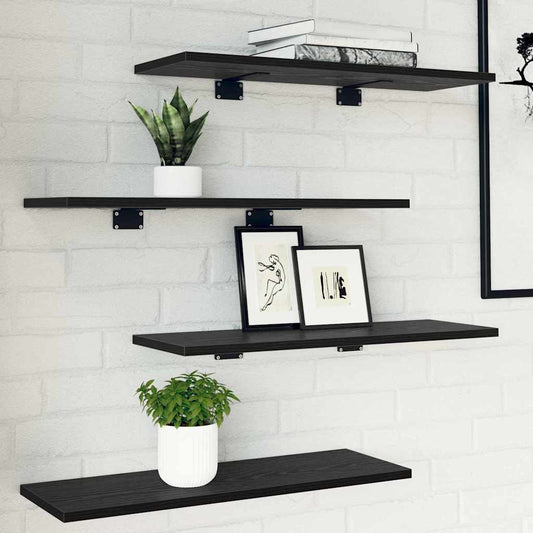 Bookshelf Board 4 pcs Black 60 x 20 x 1.5 cm Engineered wood