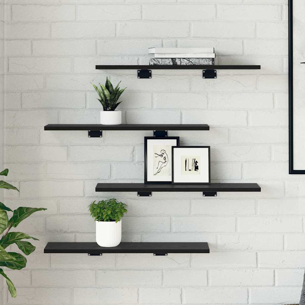 Bookshelf Board 4 pcs Black 60 x 20 x 1.5 cm Engineered wood