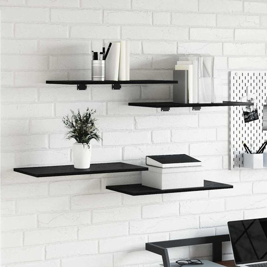 Bookshelf Board 4 pcs Black 60 x 30 x 1.5 cm Engineered wood
