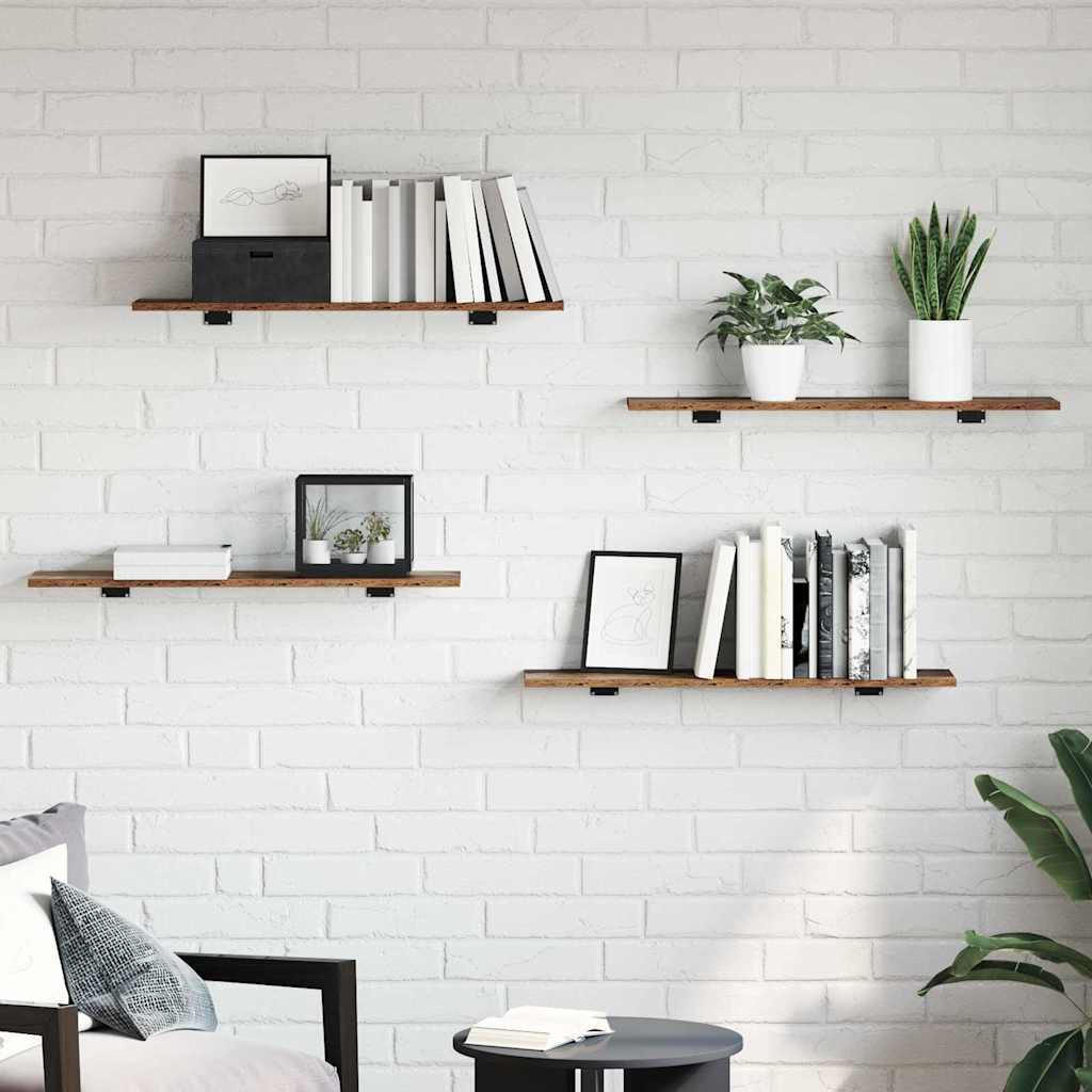 Bookshelf Board 4 pcs Brown 80 x 20 x 1.5 cm Engineered wood