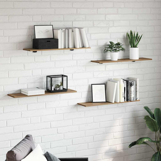Bookshelf Board 4 pcs Brown 80 x 20 x 1.5 cm Engineered wood