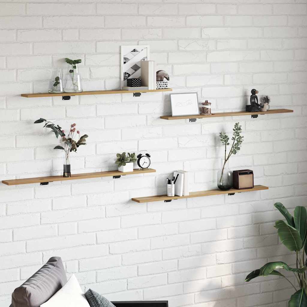 Bookshelf Board 4 pcs Brown 100 x 10 x 1.5 cm Engineered wood