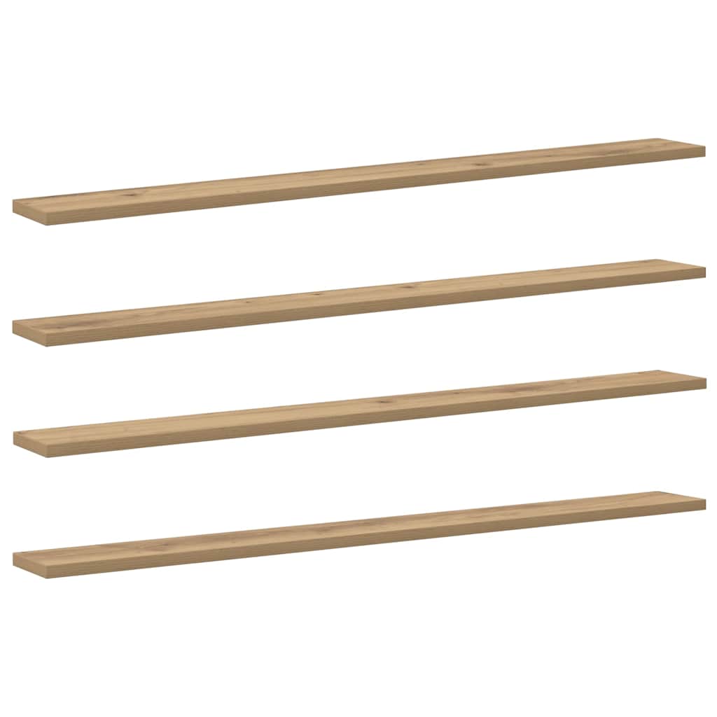 Bookshelf Board 4 pcs Brown 100 x 10 x 1.5 cm Engineered wood