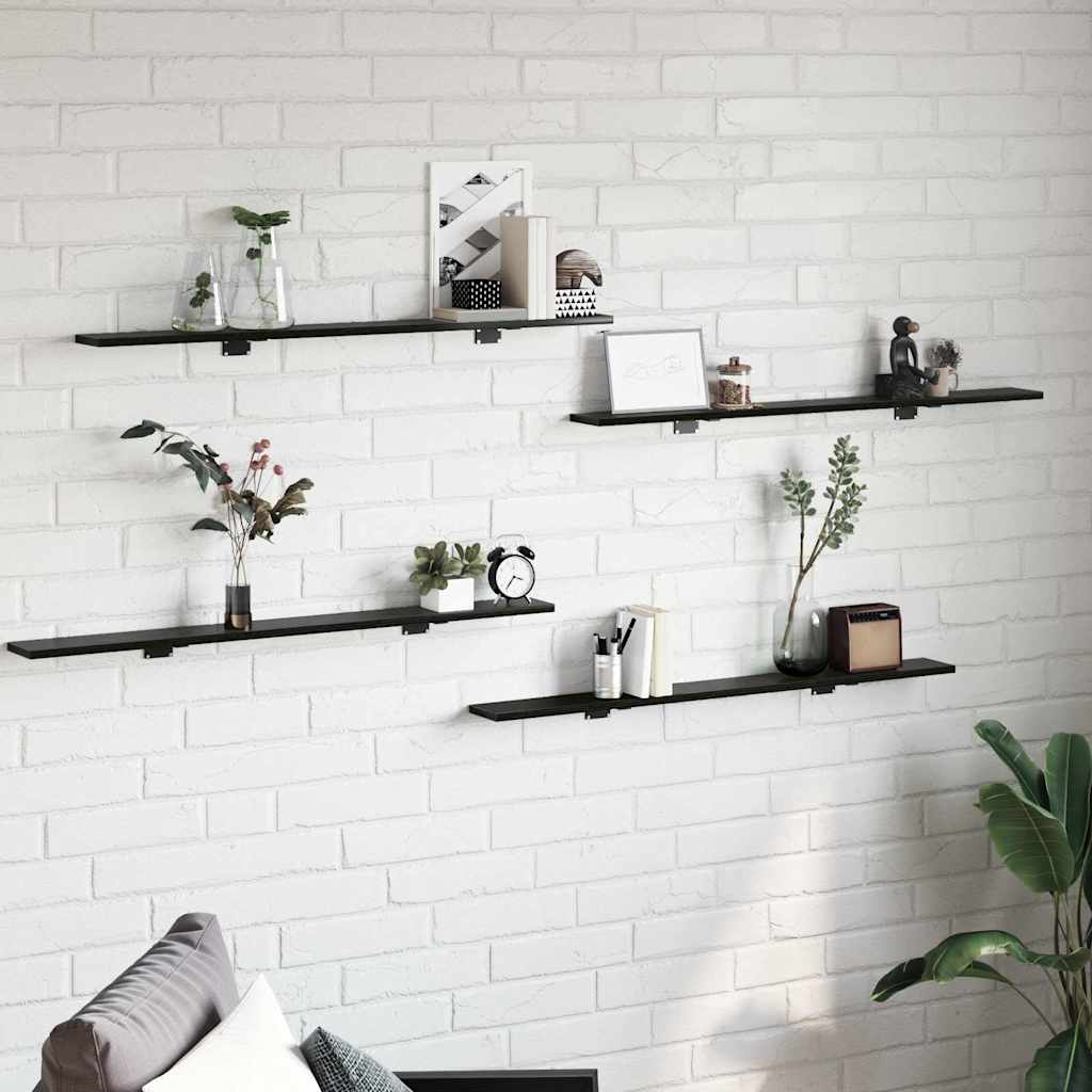 Bookshelf Board 4 pcs Black 100 x 10 x 1.5 cm Engineered wood