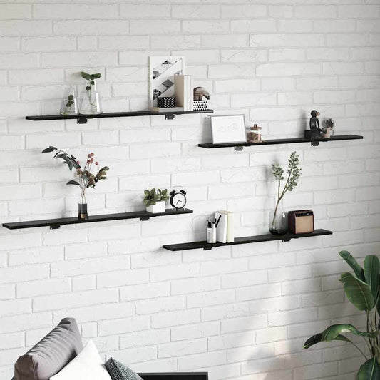 Bookshelf Board 4 pcs Black 100 x 10 x 1.5 cm Engineered wood