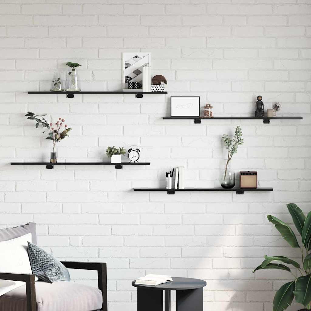 Bookshelf Board 4 pcs Black 100 x 10 x 1.5 cm Engineered wood