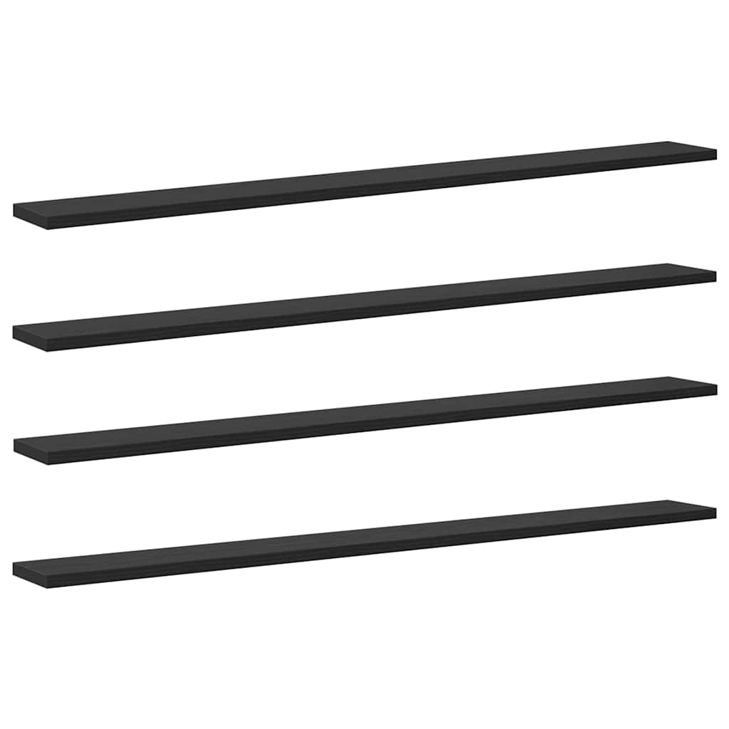 Bookshelf Board 4 pcs Black 100 x 10 x 1.5 cm Engineered wood
