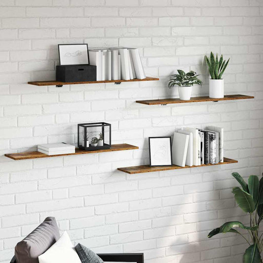 Bookshelf Board 4 pcs Brown 100 x 20 x 1.5 cm Engineered wood