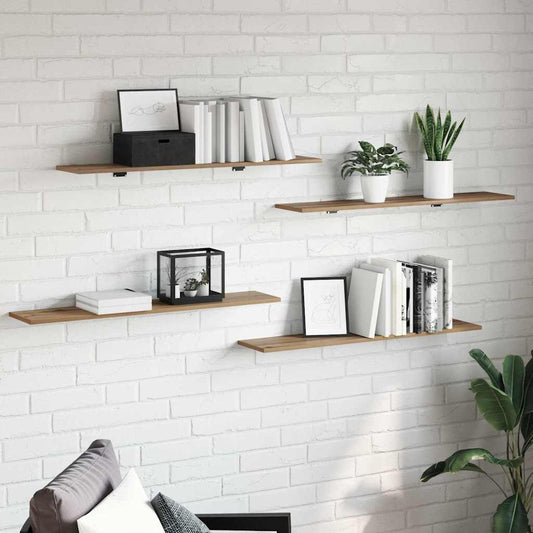 Bookshelf Board 4 pcs Brown 100 x 20 x 1.5 cm Engineered wood