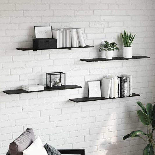 Bookshelf Board 4 pcs Black 100 x 20 x 1.5 cm Engineered wood