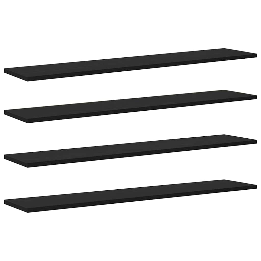 Bookshelf Board 4 pcs Black 100 x 20 x 1.5 cm Engineered wood