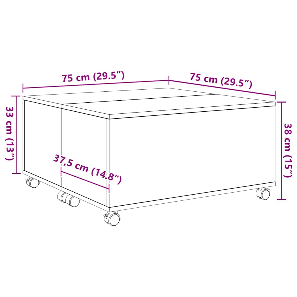 Coffee Table Old wood 75 x 75 x 38 cm Engineered wood