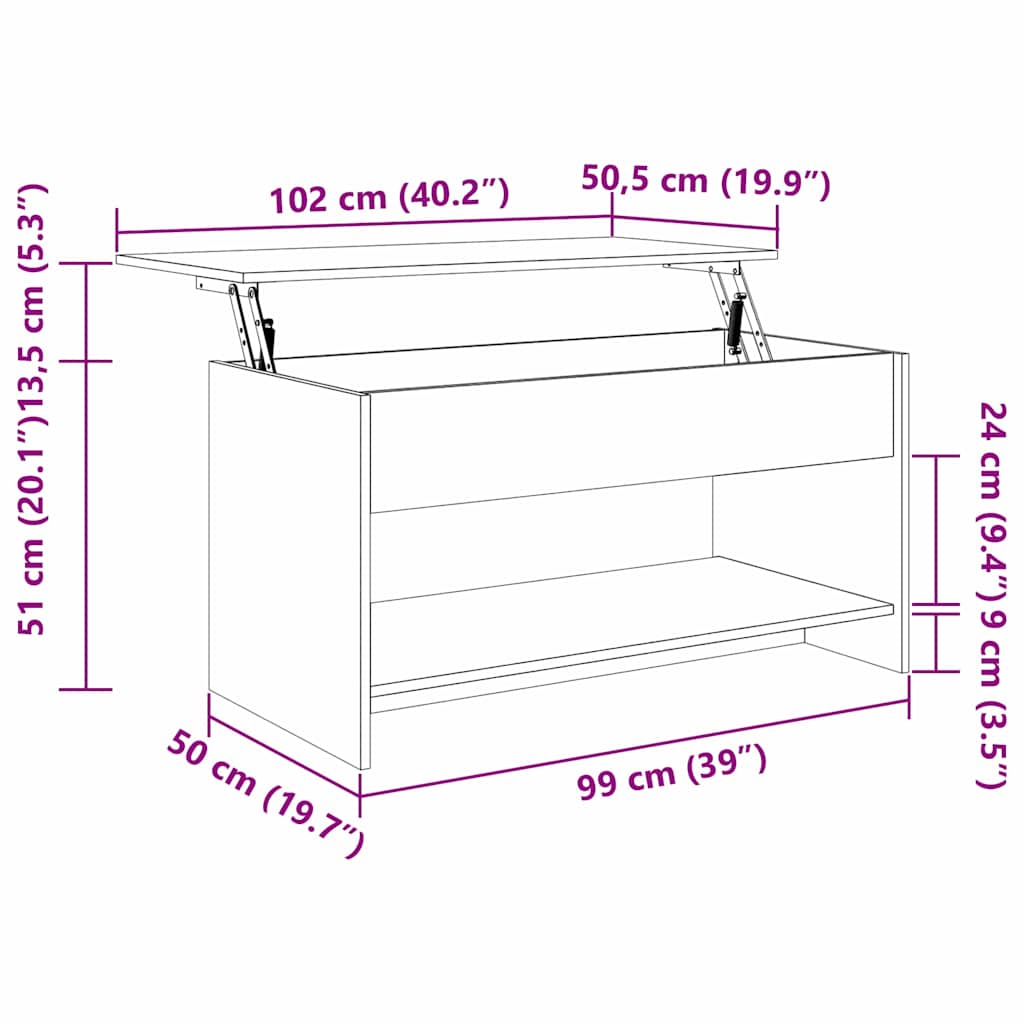 Coffee Table Old wood 102 x 50 x 52.5 cm Engineered wood