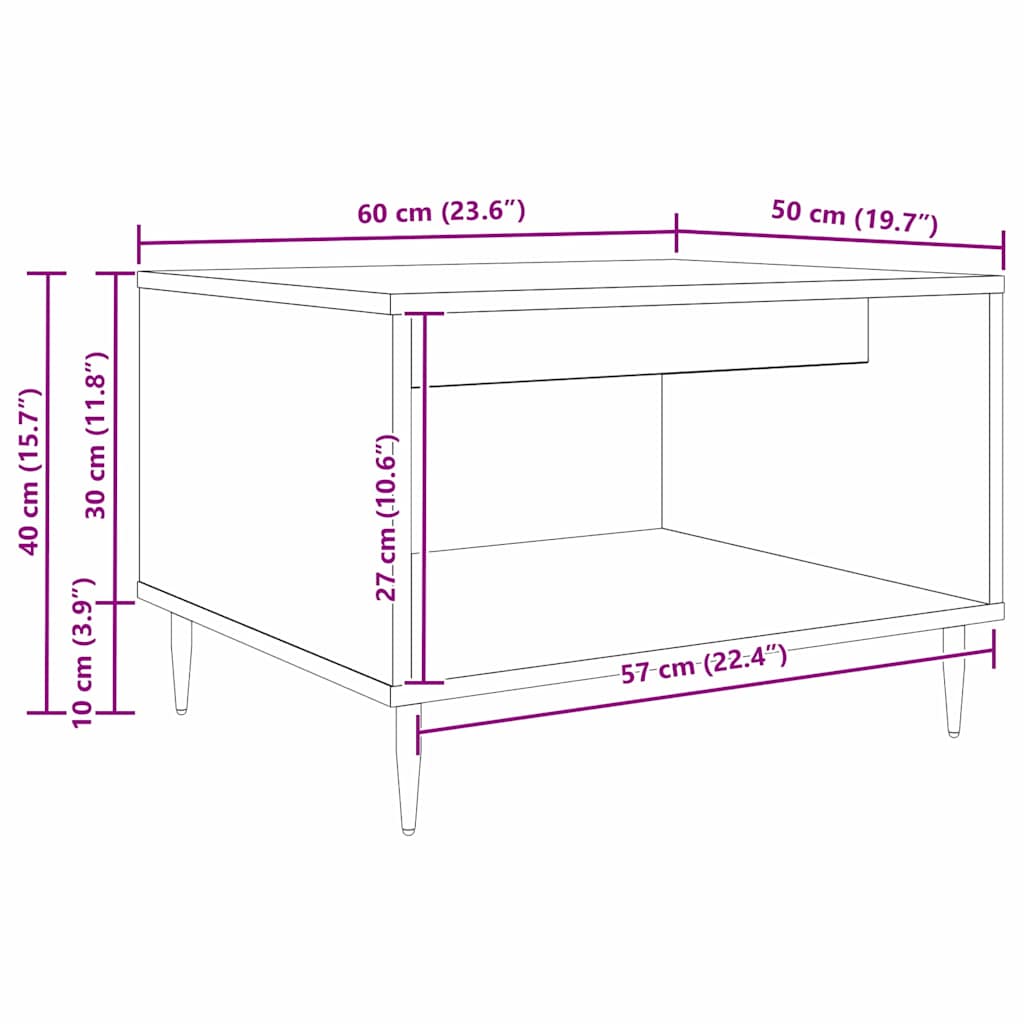 Coffee Table Old wood 60 x 50 x 40 cm Engineered wood