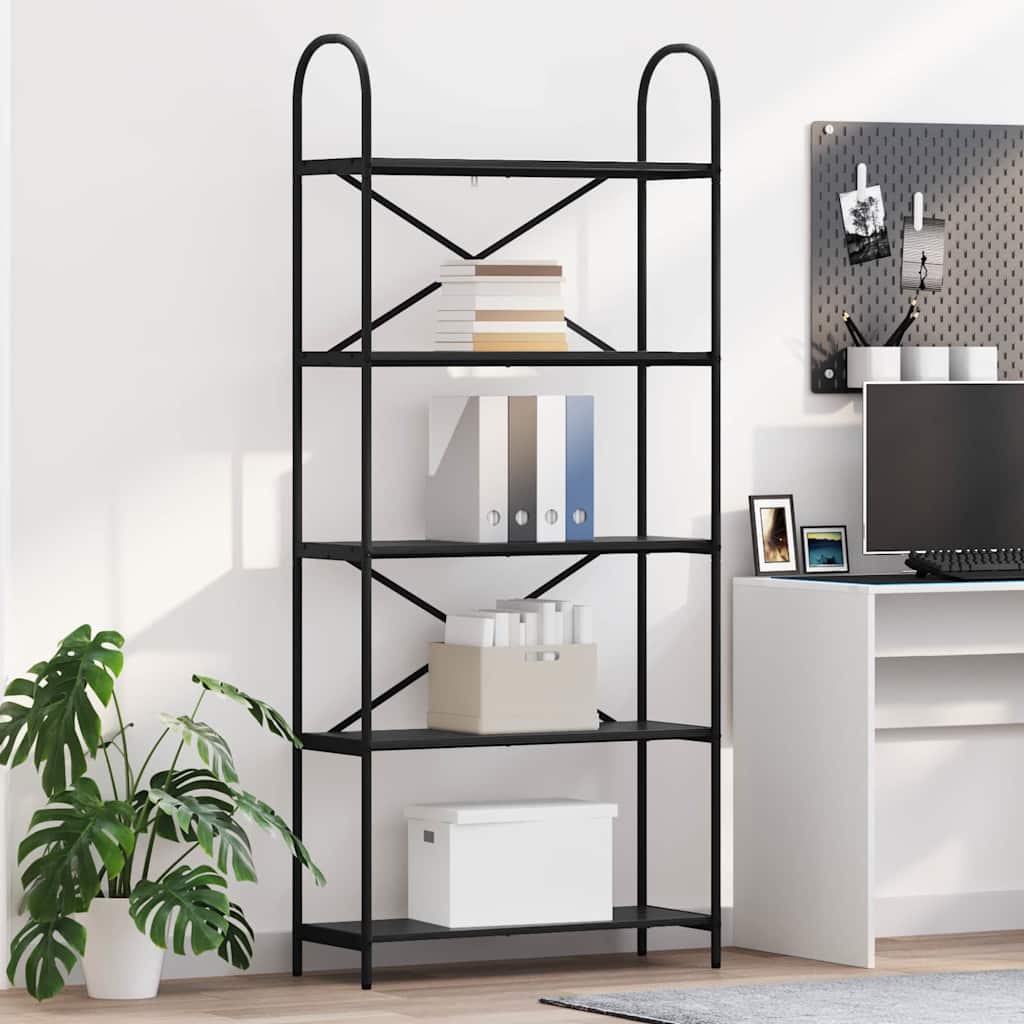 Bookshelf Black oak 80 x 30 x 183 cm Engineered wood