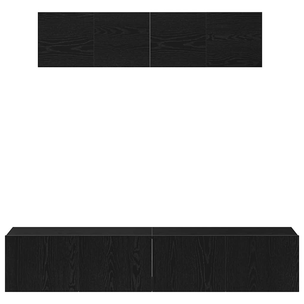 6 Piece TV Cabinet Set - Wall-mounted, Black Oak, Engineered Wood