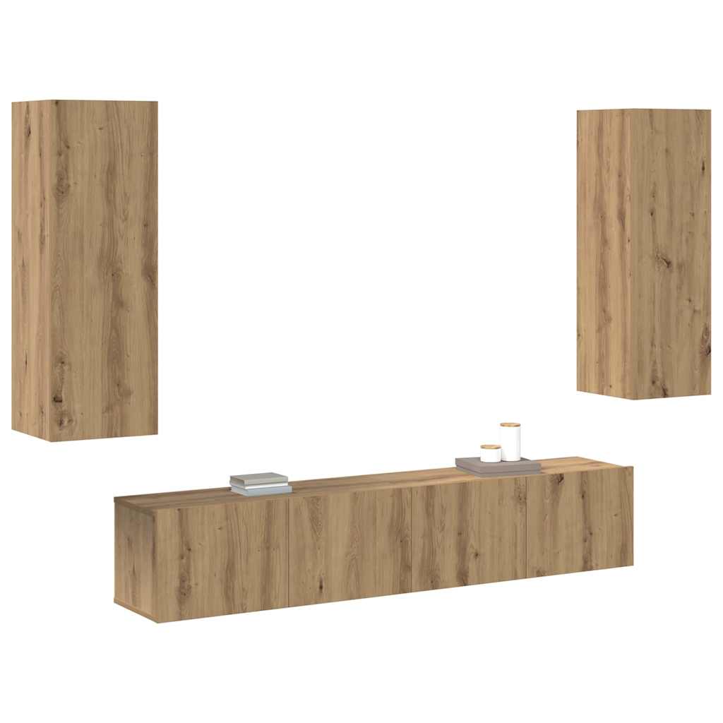 4 Piece TV Cabinet Set Artisan Oak Engineered Wood
