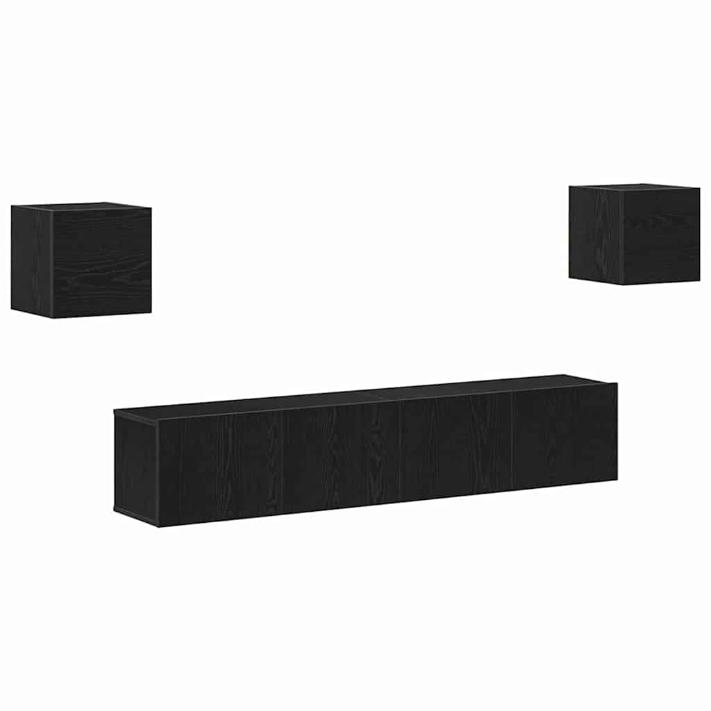 6 Piece TV Cabinet Set Black Oak Engineered Wood