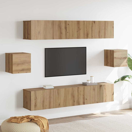 6 Piece TV Cabinet Set Artisan Oak Engineered Wood