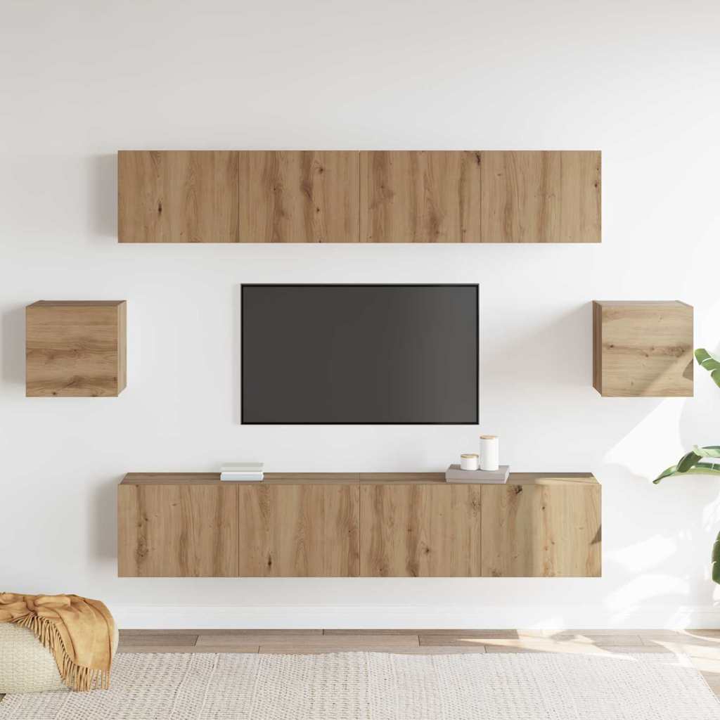 6 Piece TV Cabinet Set Artisan Oak Engineered Wood