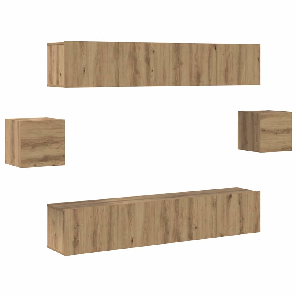 6 Piece TV Cabinet Set Artisan Oak Engineered Wood