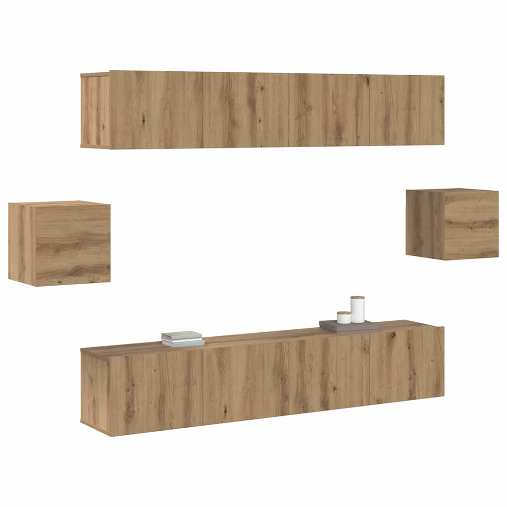 6 Piece TV Cabinet Set Artisan Oak Engineered Wood