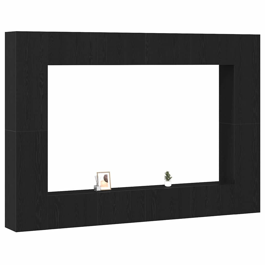8 Piece TV Cabinet Set Wall-mounted Black Oak Engineered Wood