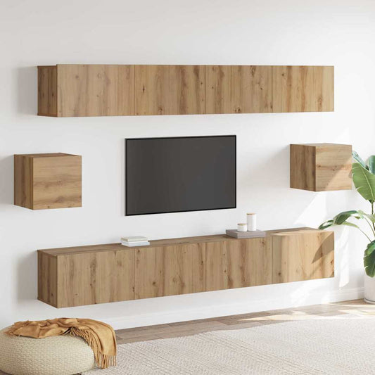 6 Piece TV Cabinet Set Artisan Oak Engineered Wood